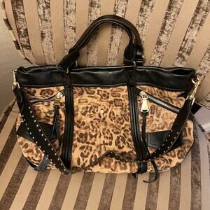 Aimee Kestenberg Leopard Fair Game Novelty Convertible Tote  NWOT